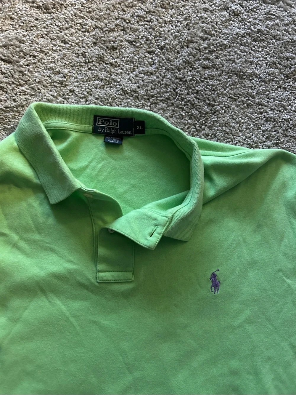 Ralph Lauren Light Green Polo Shirt with Purple Pony